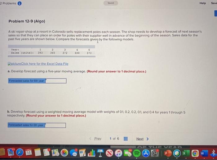 2 Problems Saved Help Save Problem 12-9 (Algo) A