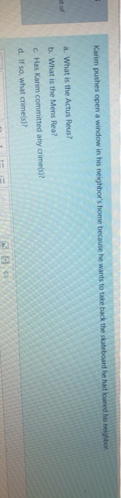 Criminal Law Q8 Karim pushes open a window in his