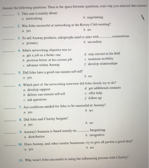 OBJECTIVE CASE II/ John Stanton: Amway w Charley