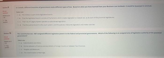 In Canada frent branches of government make