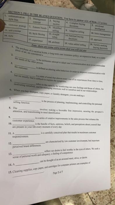 SECTION . LW. 2. be offer persin. 4. 6. When you