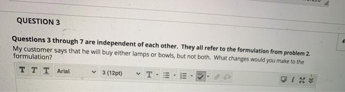 QUESTION 2 This problem should be familiar. It is