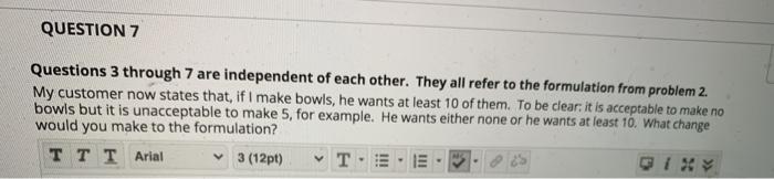 QUESTION 2 This problem should be familiar. It is