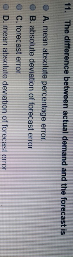 11. The difference between actual demand and the