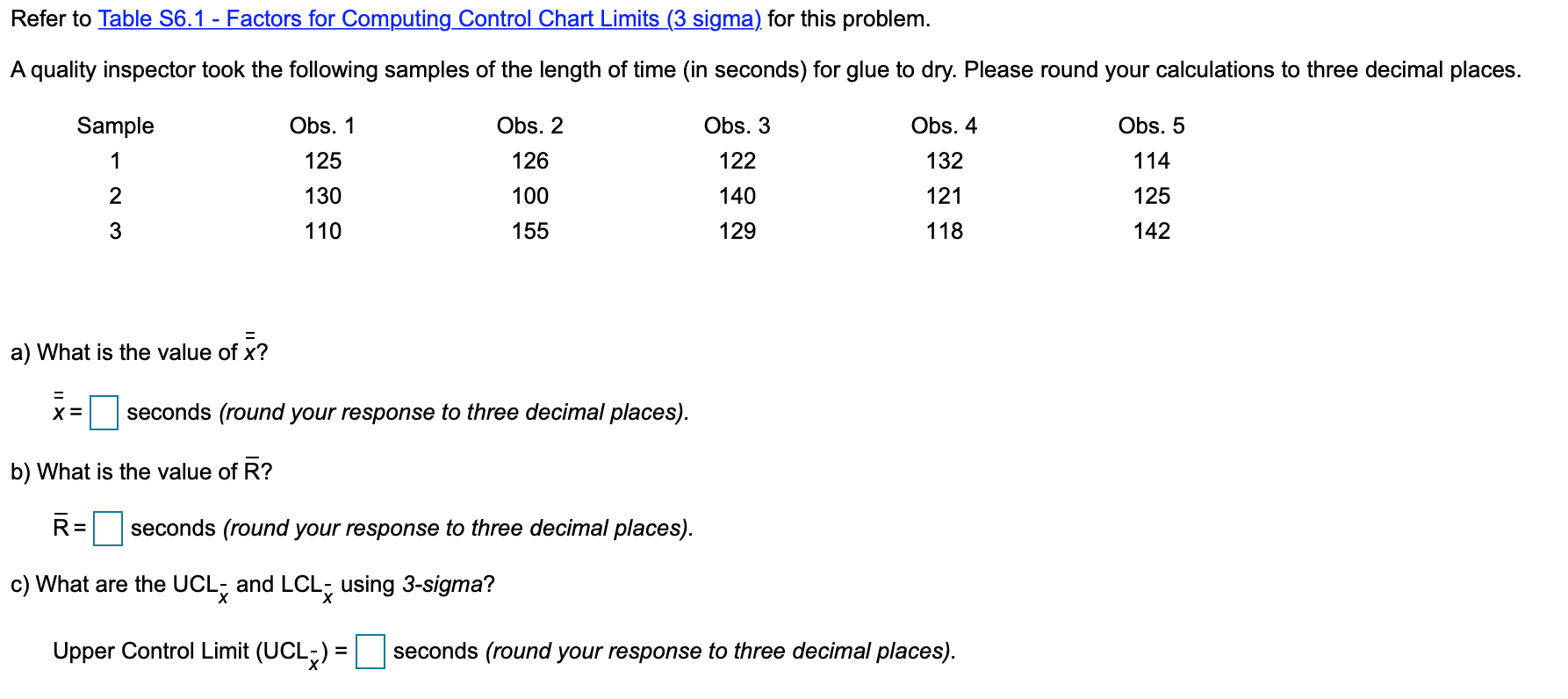 Refer to Table 56.1 - Factors for Computing