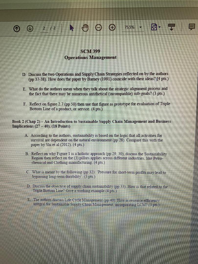2 / 2 N 75.5% | SCM 399 Operations Management D.