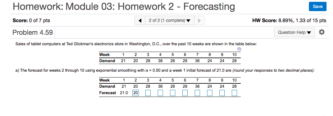 Homework: Module 03: Homework 2 - Forecasting