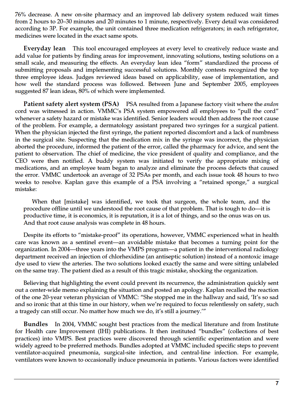 Review the reading Virginia Mason Medical Center