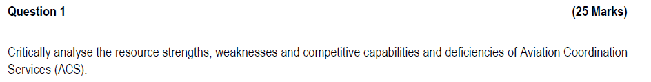 Question 1 (25 Marks) Critically analyse the