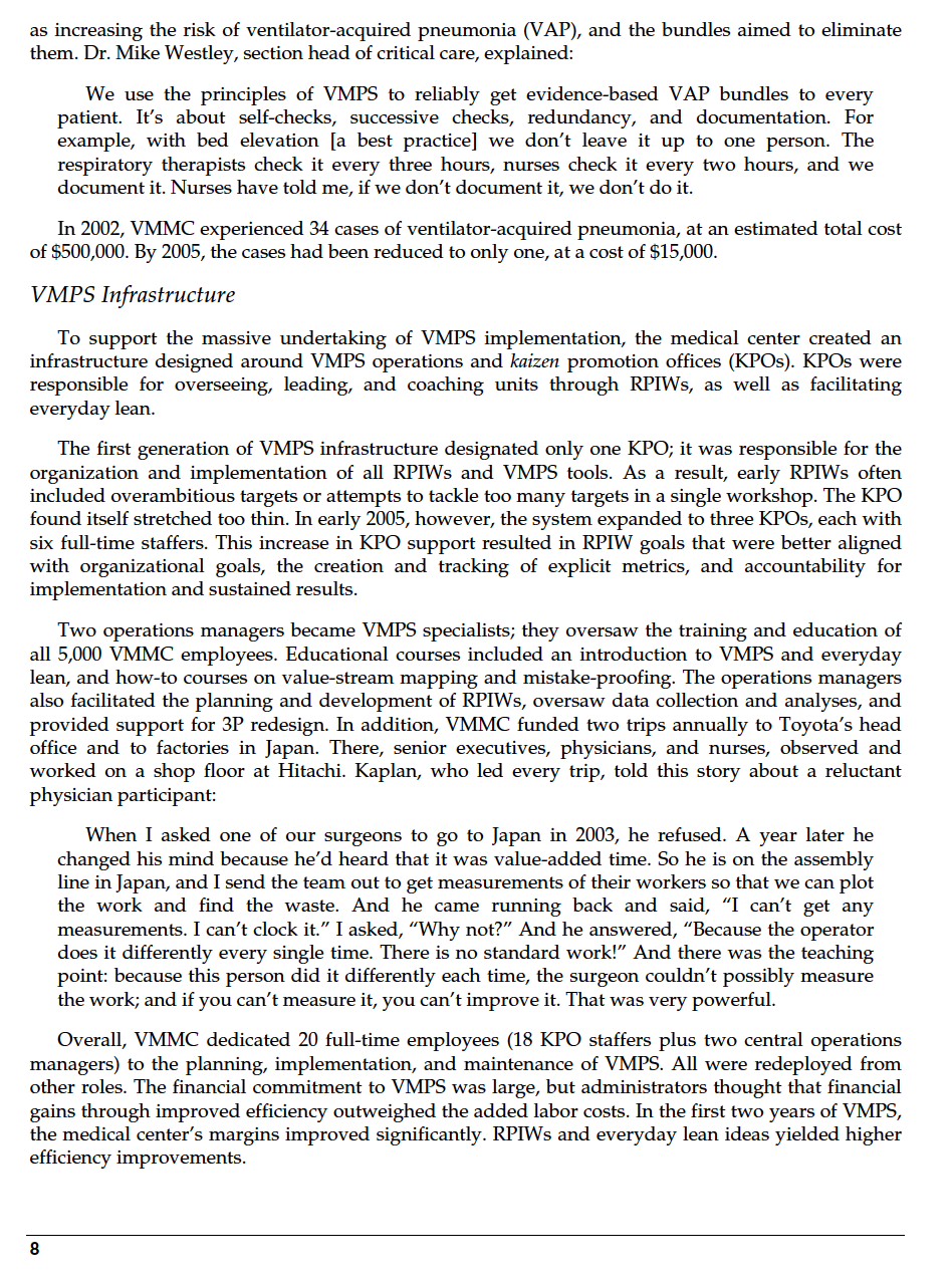 Review the reading Virginia Mason Medical Center