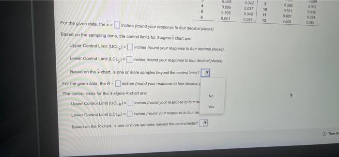 Twelve samples each containing five parts were
