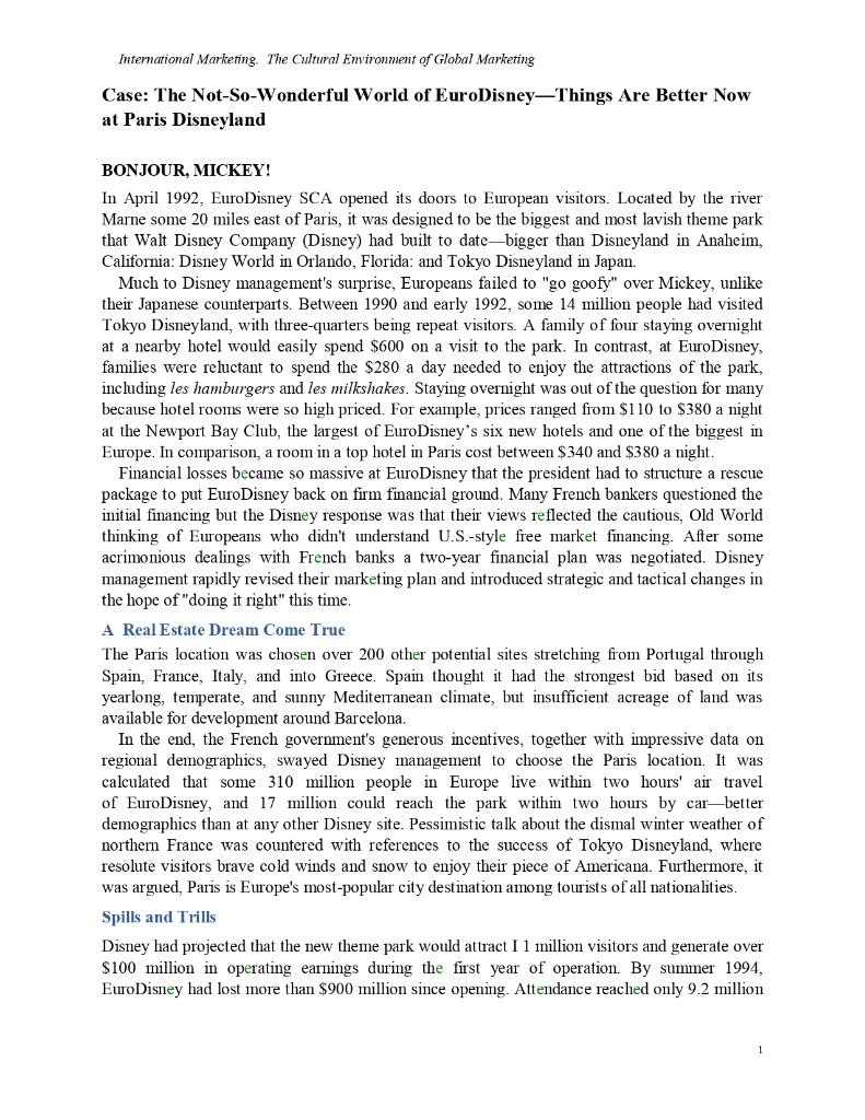 International Marketing. The Cultural Environment