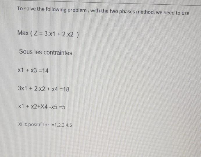 To solve the following problem with the two