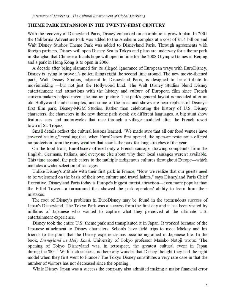 International Marketing. The Cultural Environment