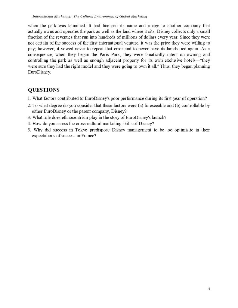 International Marketing. The Cultural Environment