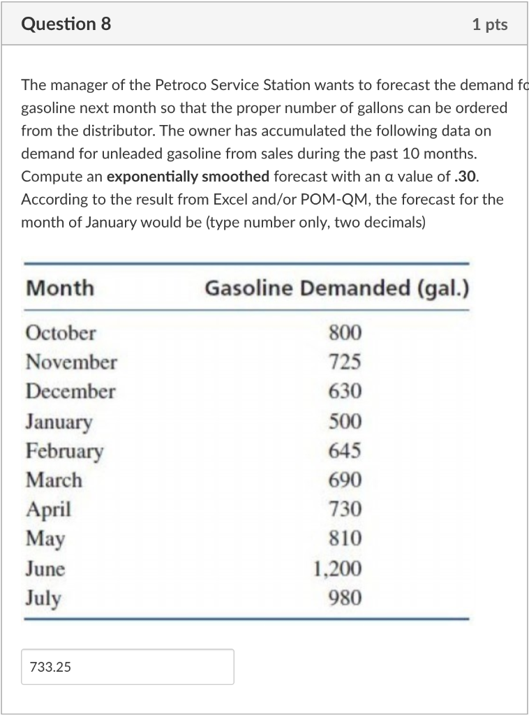 Question 8 1 pts The manager of the Petroco