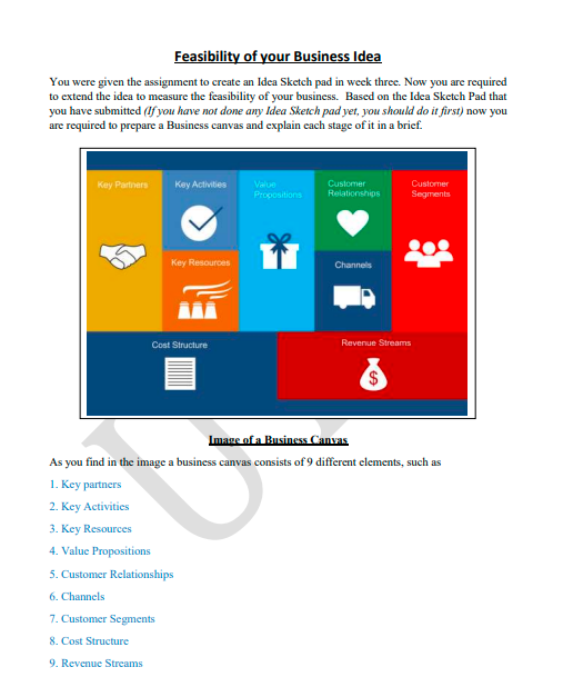 Feasibility of your Business Idea You were given