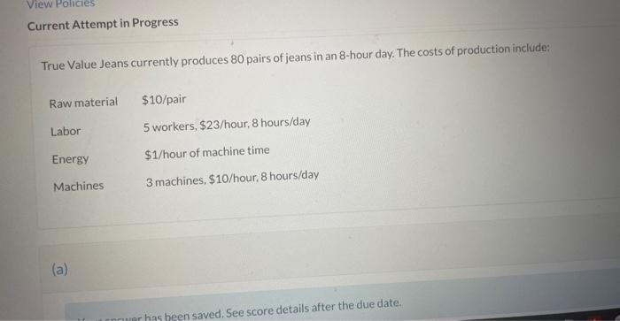 View Policies Current Attempt in Progress True