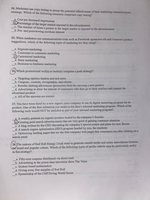 Number 26 24. Marketers use copy testing to