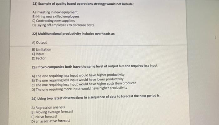 21) Example of quality based operations strategy