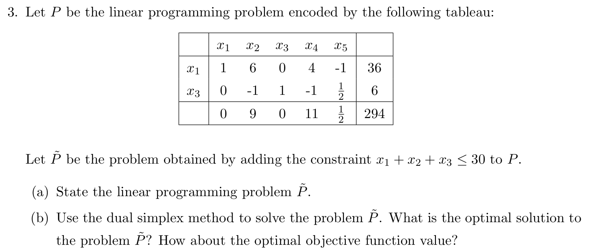 3. Let P be the linear programming problem