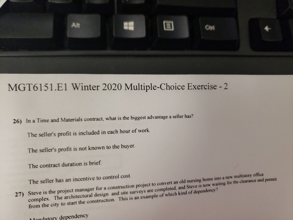Alt Can MGT6151.E1 Winter 2020 Multiple-Choice