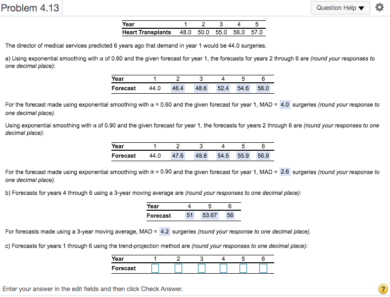 D: For forecasts made using the trend-projection