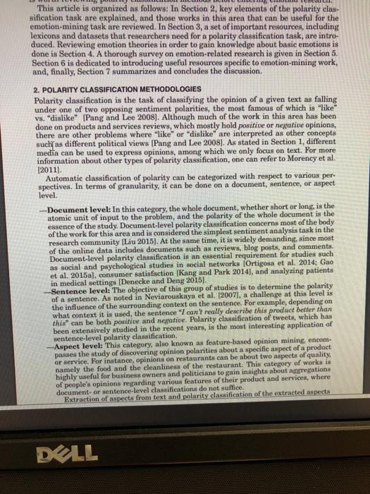 briefly discuss polarity classification