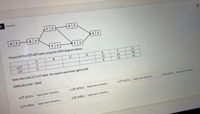 need asap please 9 6 points C2 --05 D5 G2 5 B 3 A