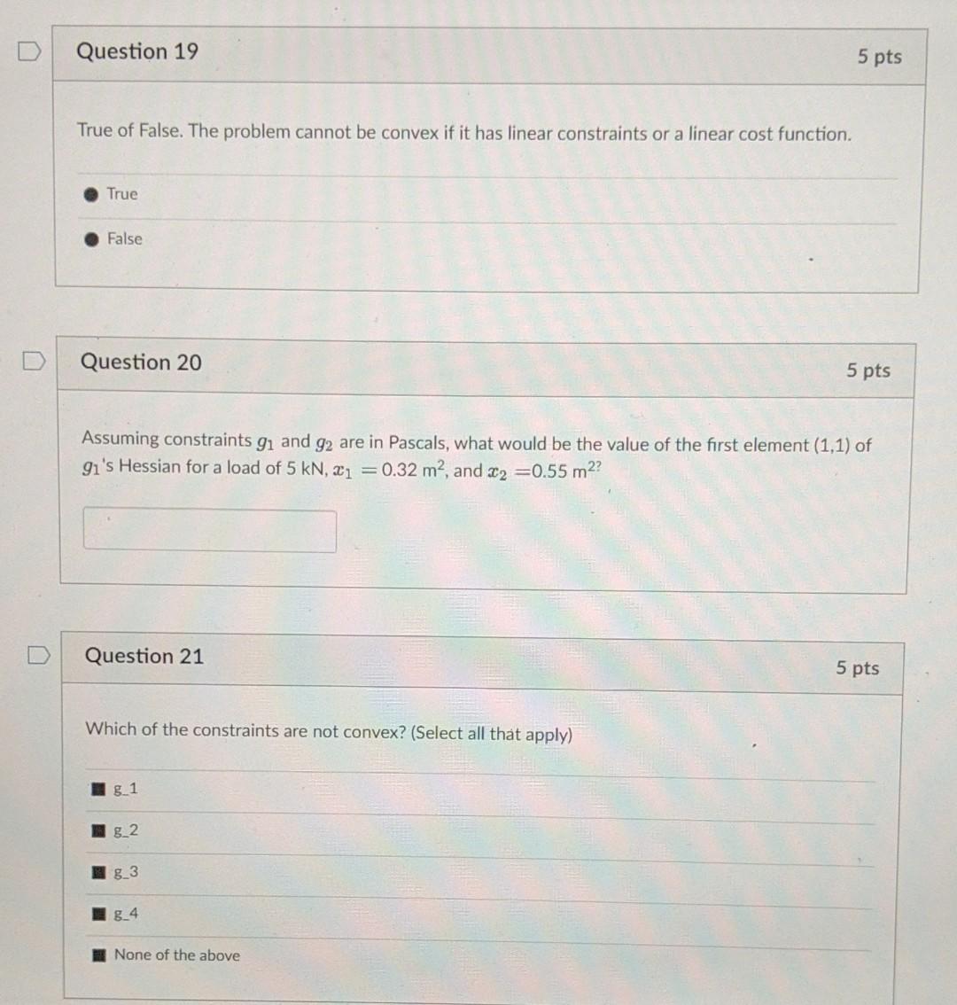 The problem of minimum weight design of the