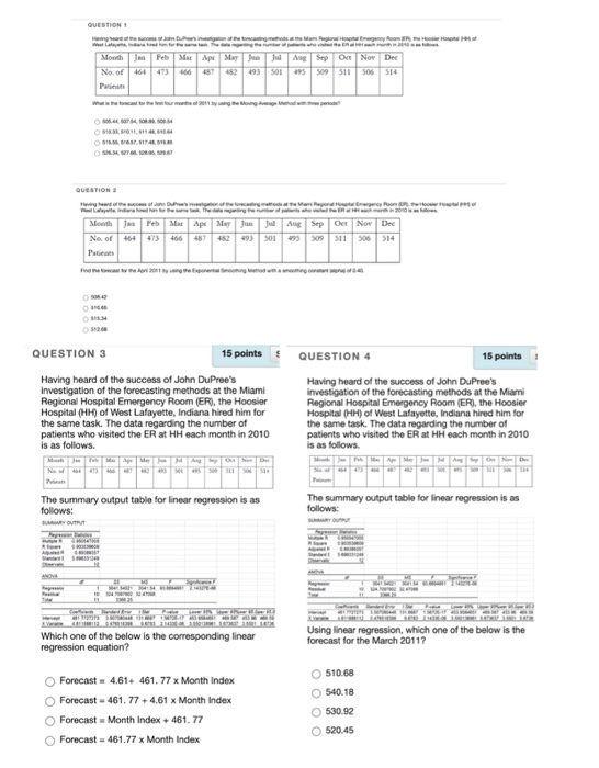 QUESTION 5 15 points Having heard of the success