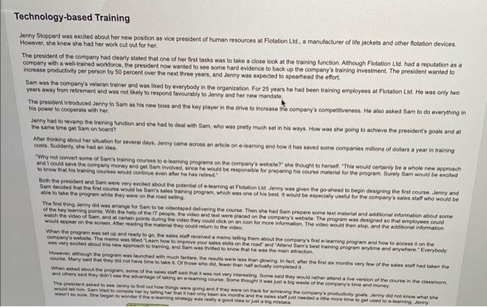 Technology-based Training Jenny Stoppard was