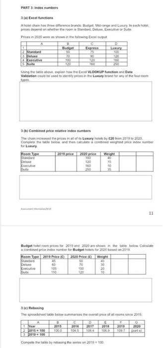 solve the following equations: PART 3: Index