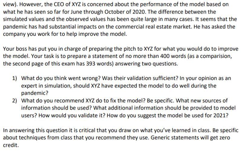 Problem 5 (30 points) XYZ Commercial Real Estate