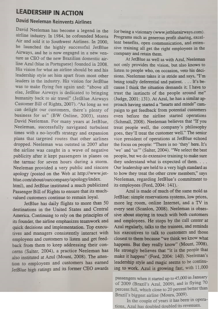 Leadership in Action What roles does the leader