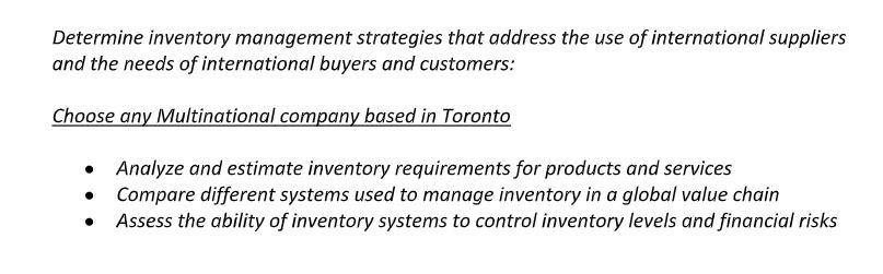 Determine inventory management strategies that