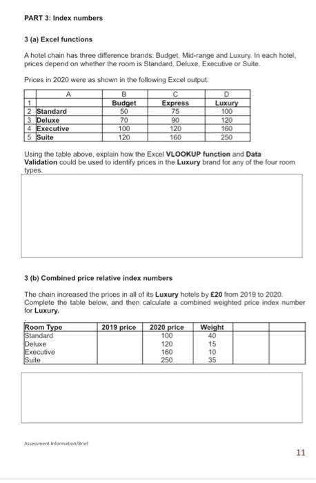 solve the following equations: PART 3: Index
