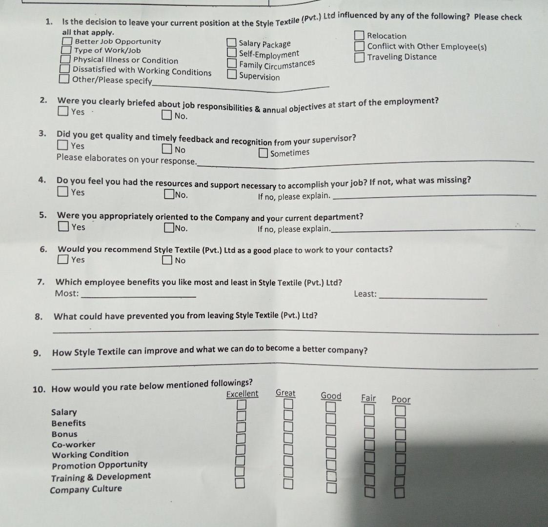 1. Is the decision to leave your current position