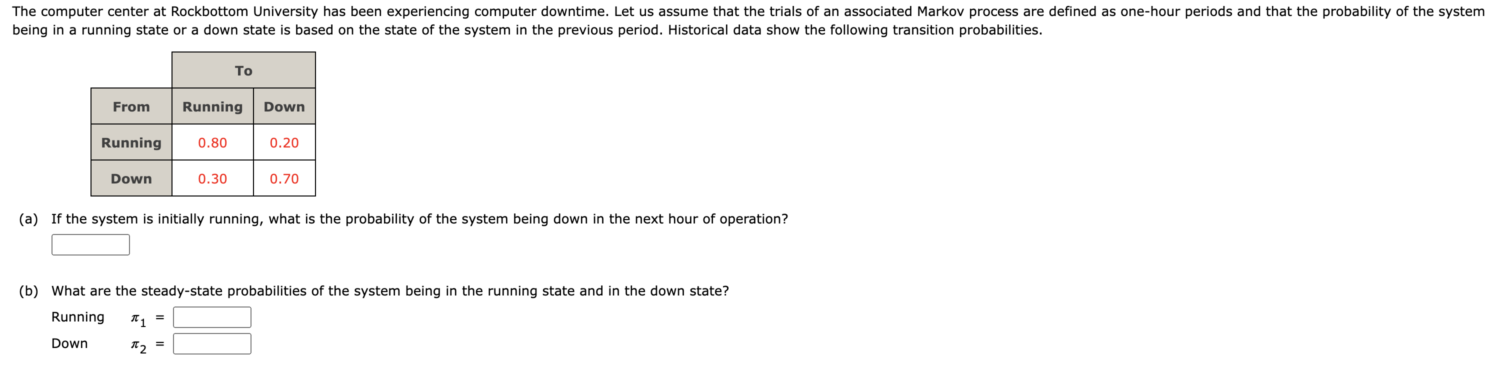 (a) If the system is initially running, what is