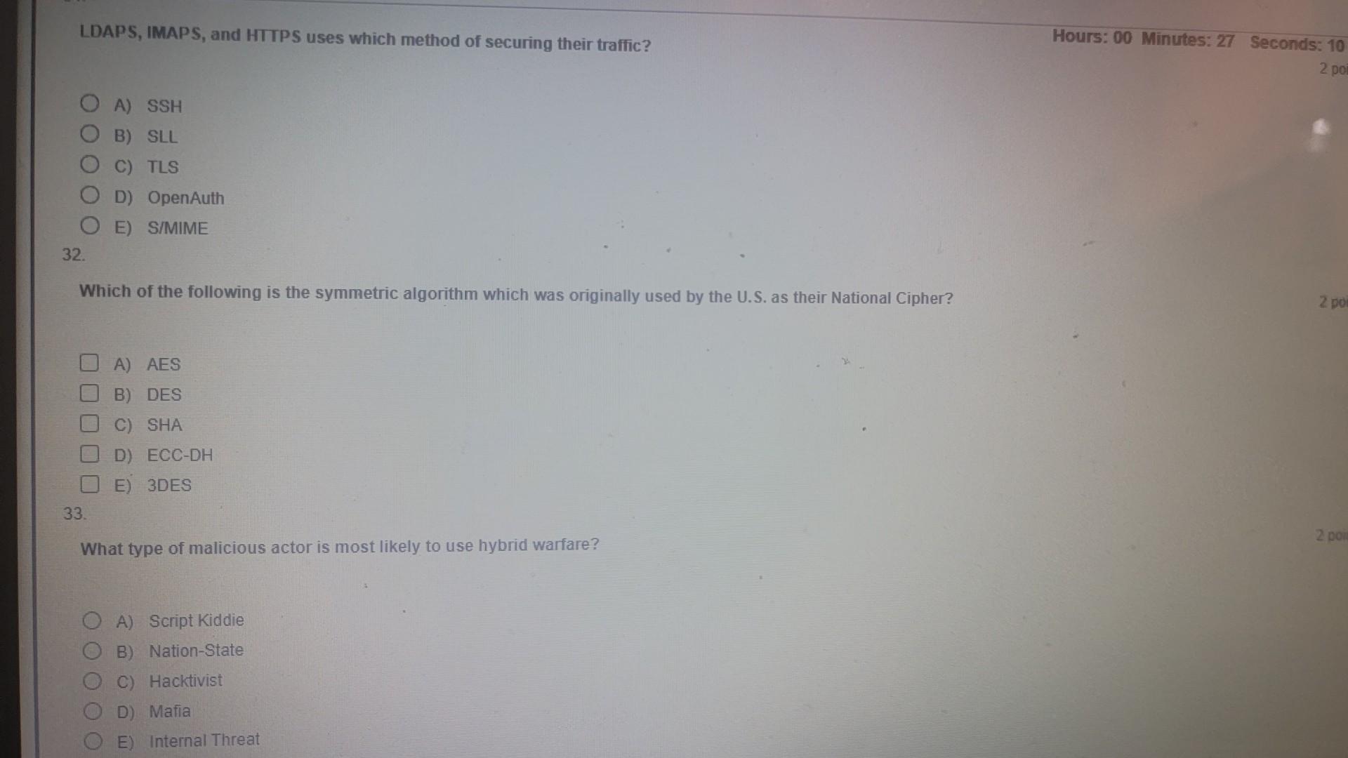 help with 20 - 22? 31,32,33 Which protocol is