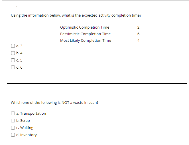 Using the information below, what is the expected