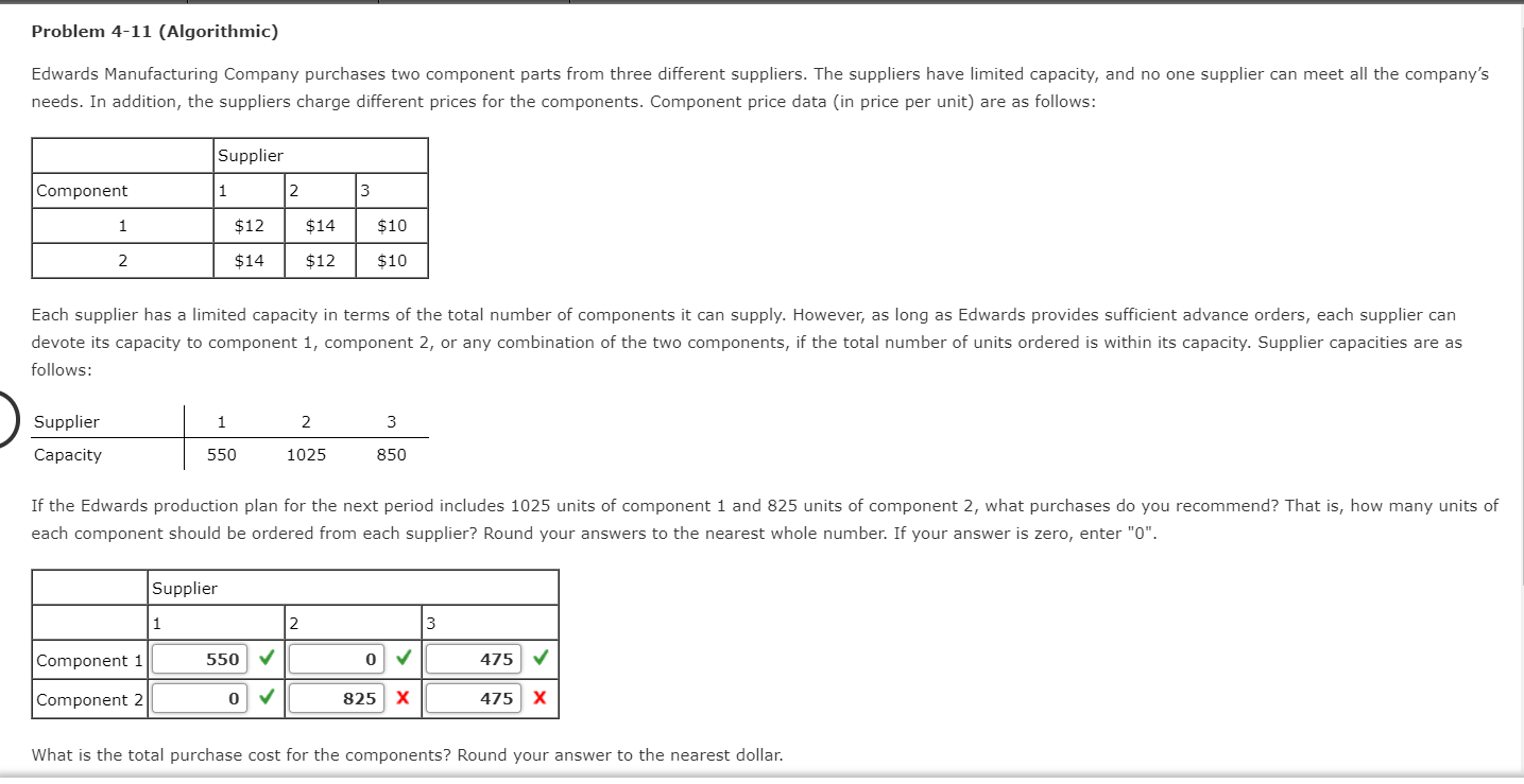 Problem 4-11 (Algorithmic) Edwards Manufacturing