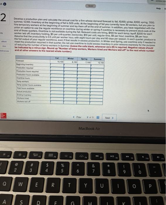 hw4 Q2 40 2 Develop a production plan and