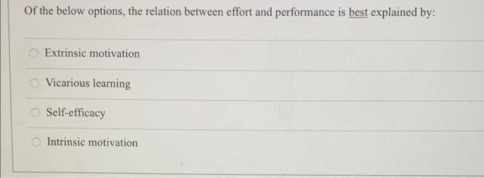 Of the below options, the relation between effort