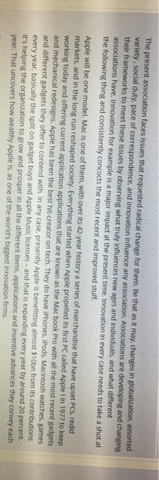 The present association faces issues that