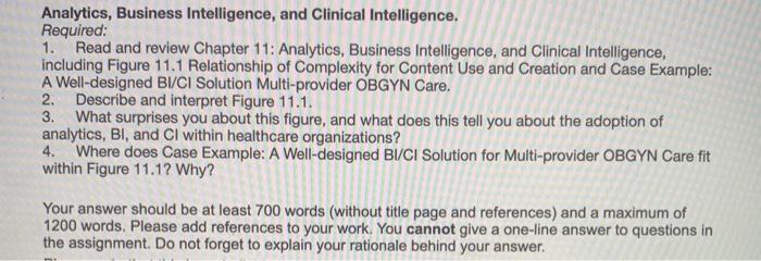 Analytics, Business Intelligence, and Clinical