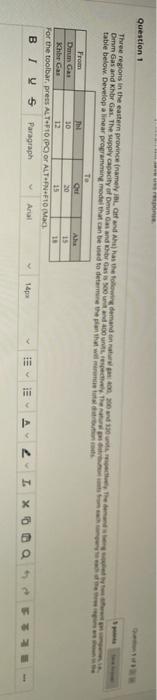 Question 1 Three regions in the eastern