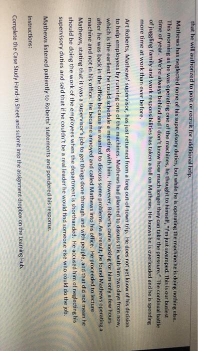 Case #1 Andy Mathews has worked in the billing