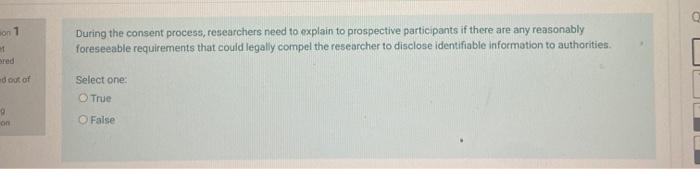 on 1 During the consent process, researchers need
