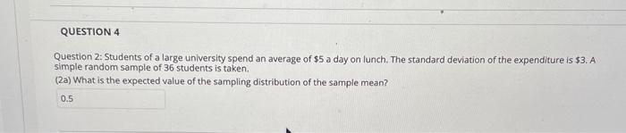 is this correct ots asking for sample mean